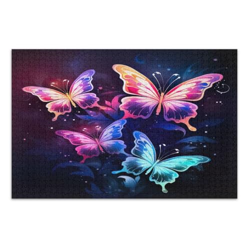 500 Teile Puzzles für Erwachsene, Neon Schmetterlinge Coole Puzzles Unterhaltung Spielzeug Geburtstagsgeschenk Fertige Größe 20,5 x 14,9 Zoll von CHIFIGNO