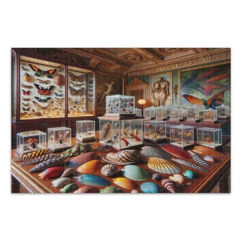 500-teiliges Puzzle, eine natürliche Schatztruhe, Muscheln, Insekten, Familienpuzzle, weißer Elefant, Geschenkideen, fertige Größe 20,5 x 14,9 Zoll von CHIFIGNO