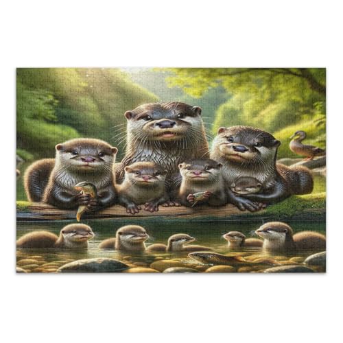 500-teiliges Puzzle, niedliche Otter, lustiges Puzzle, lustiges und farbenfrohes Kunstwerk, fertige Größe 50,5 x 37,8 cm von CHIFIGNO