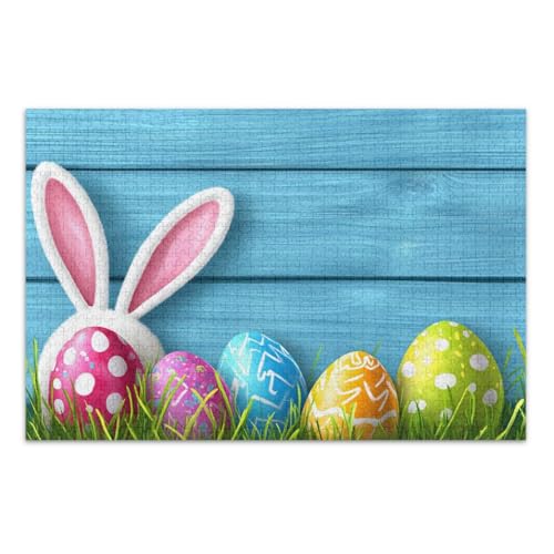 500-teiliges Puzzle für Erwachsene, Frohe Ostern, bunte Eier, einzigartige Puzzles, herausforderndes Puzzle für Spielabende, fertige Größe 50,5 x 37,9 cm von CHIFIGNO