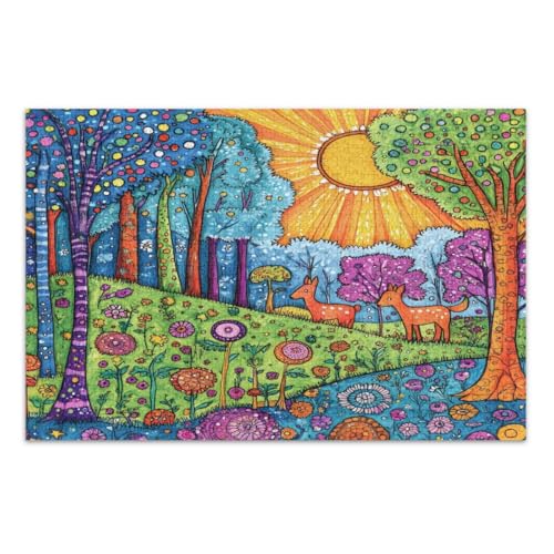 Bunte Baum-Blumen-Puzzles, 500 Teile für Erwachsene, wundervolles Puzzle-Geschenk für Frauen und Männer, lustige Puzzles, fertige Größe 50,5 x 37,8 cm von CHIFIGNO