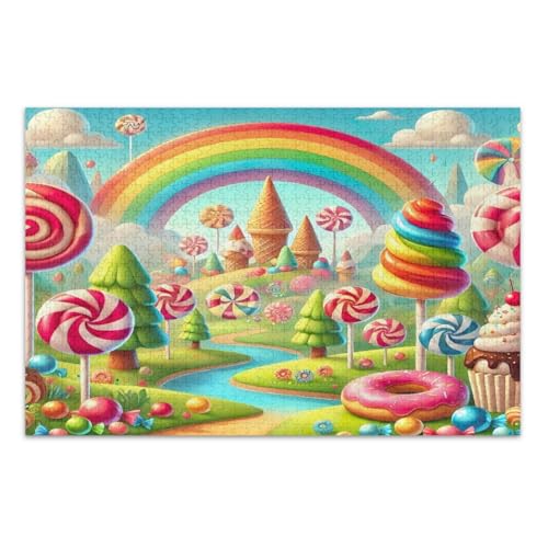 Buntes Candies-Puzzle für Erwachsene, 1000 Teile, lustiges Puzzle, tolle Geschenkidee für Feiertage, fertige Größe 75 x 50 cm von CHIFIGNO