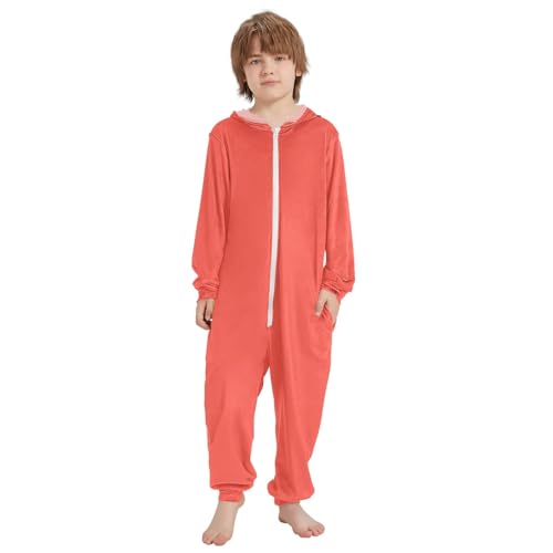 CHIFIGNO Einteiliger Overall für Kinder, Halloween-Kostüm, Weihnachten, Cosplay, für Jungen und Mädchen, Orange (Persimmon), 9-11 Jahre von CHIFIGNO