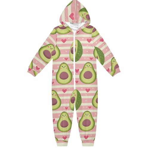 CHIFIGNO Niedlicher Einteiler für Kinder, Einteiler, Jumpsuits, Halloween, Cosplay, Kostüm, Heimkleidung, Jungen und Mädchen, Niedliche, lustige Avocado-Pastellstreifen, 1, 13-14 Jahre von CHIFIGNO