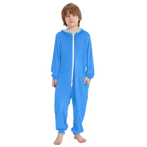 CHIFIGNO Overall für Kinder, Halloween-Kostüm, Weihnachten, Cosplay, weich, einteilig, für Herbst und Winter, Blau (Dodger Blue), 7-8 Jahre von CHIFIGNO