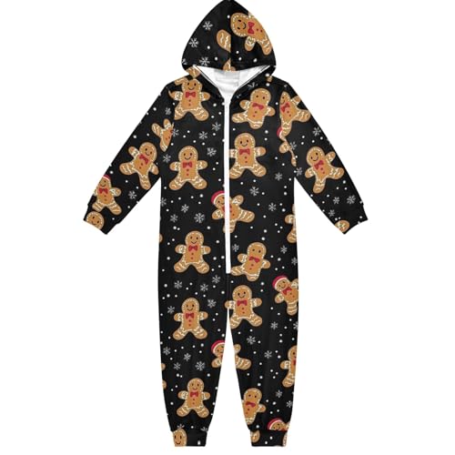 CHIFIGNO Unisex-Einteiler für Kinder, Einteiler, Einteiler, Overall, Urlaub, Cosplay, Kostüm für Herbst und Winter, Cute Christmas Gingerbread Man-1, 4 Jahre von CHIFIGNO