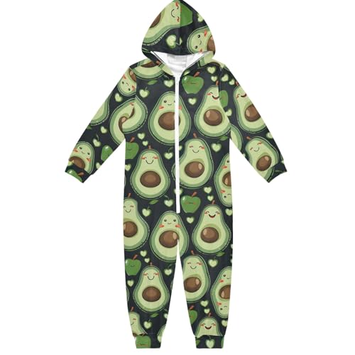 CHIFIGNO Unisex Einteiler für Kinder, Einteiler, Jumpsuits, Party, Cosplay, Kostüm für Mädchen und Jungen, Niedliche Avocados mit Herzen, 13-14 Jahre von CHIFIGNO