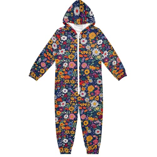 CHIFIGNO Unisex Kinder Einteiler Party Cosplay Kostüm Bequemer Einteiler Jumpsuits für Jungen und Mädchen, Bunte Blumen, 9-11 Jahre von CHIFIGNO