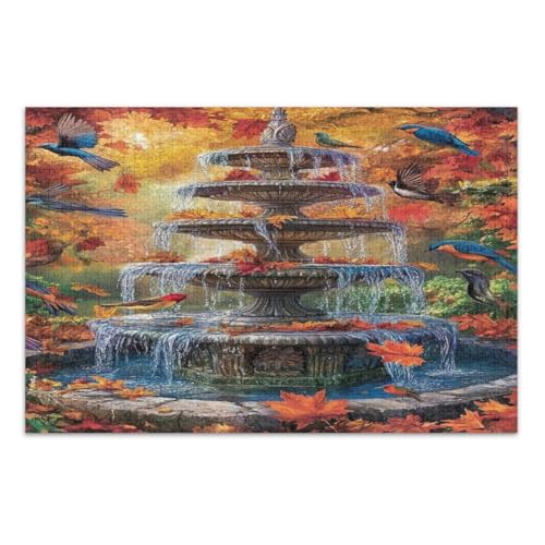 Coole Vögel Herbstblätter 500 Teile Puzzle Weiß Elefant Geschenkideen Schwierige Puzzles, Fertige Größe 20,5 x 14,9 Zoll von CHIFIGNO