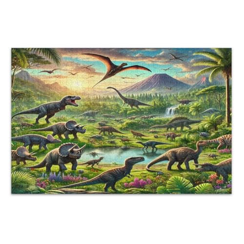 Dinosaurier Green Valley Puzzles 500 Teile für Erwachsene Herausfordernde Familienaktivität Einzigartige Puzzles, Fertige Größe 20,5 x 14,9 Zoll von CHIFIGNO