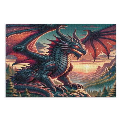 Dragon on Mountain Puzzle für Erwachsene, 500 Teile, einzigartige Puzzles, pädagogisches intellektuelles Puzzle, fertige Größe 20,5 x 14,9 Zoll von CHIFIGNO