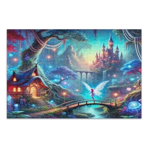 Fairy Castle Galaxy, Violett, Puzzle, 500 Teile, lustige und farbenfrohe Kunstwerke, fertige Größe 50,5 x 37,8 cm von CHIFIGNO