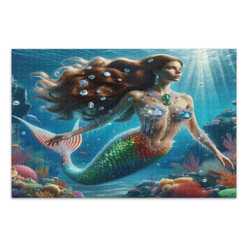 Fantasy Mermaid 500 Teile Puzzle Abschluss- oder Geburtstagsgeschenk Familienpuzzle, fertige Größe 50,5 x 37,9 cm von CHIFIGNO