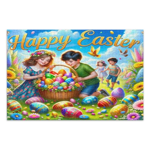 Frohe Ostern Puzzle 500 Teile, schwierige Puzzles herausforderndes Puzzle für Spieleabende, fertige Größe 20,5 x 14,9 Zoll von CHIFIGNO