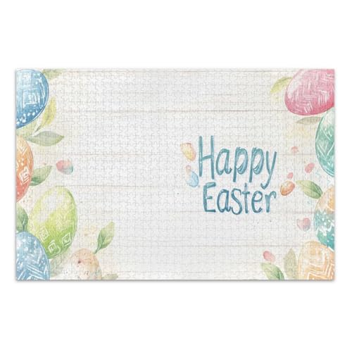 Frohe Ostern bunte Eier-Puzzle, 500 Teile, lustiges und buntes Kunstwerk, lustiges Puzzle, fertige Größe 50,5 x 37,8 cm von CHIFIGNO