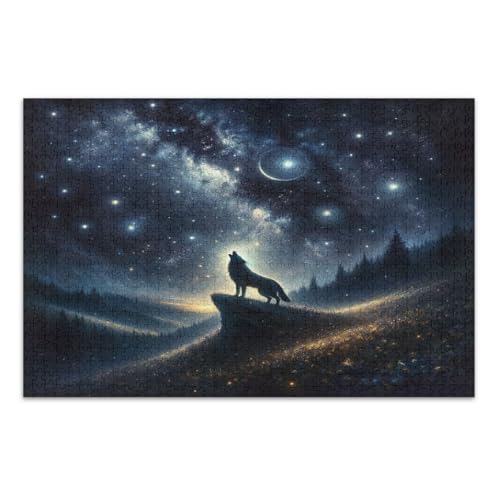 Galaxy Wolf 500 Teile Puzzles für Erwachsene Unterhaltung Spielzeug Geburtstagsgeschenk Familienpuzzle, Fertige Größe 20,5 x 14,9 Zoll von CHIFIGNO