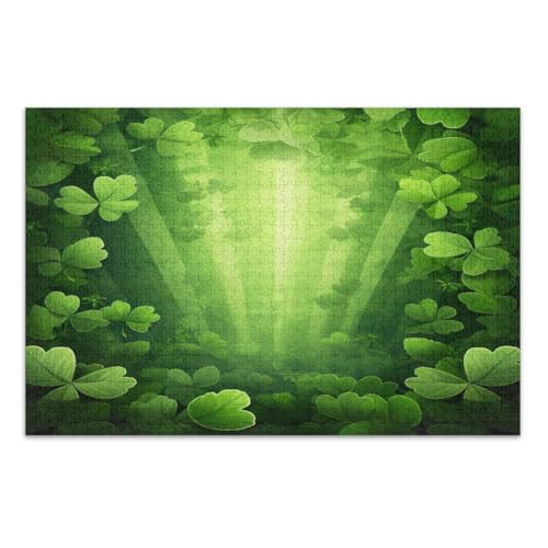 Green Patrick's Day Kleeblatt-Puzzle, 500 Teile, für Erwachsene, lustige und farbenfrohe Kunstwerke, coole Puzzles, fertige Größe 50,5 x 37,8 cm von CHIFIGNO