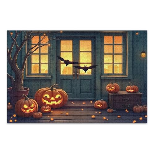 Halloween Kürbisse 1000 Teile Puzzles für Erwachsene Unterhaltung Spielzeug Geburtstagsgeschenk Familie Puzzle, Fertige Größe 29,5 x 19,7 Zoll von CHIFIGNO