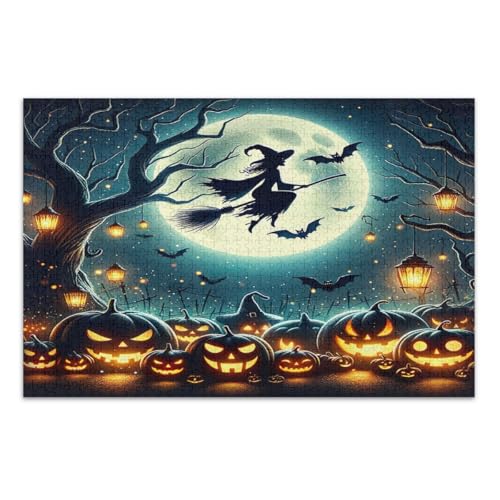 Halloween Lustige Kürbisse Puzzle für Erwachsene 1000 Teile Coole Puzzles Herausforderndes Puzzle für Spieleabende, Fertige Größe 29,5 x 19,7 Zoll von CHIFIGNO