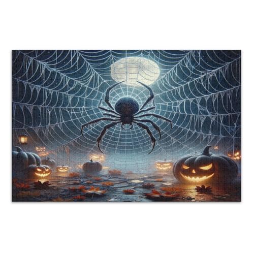 Halloween Spiderwebs 500 Teile Puzzle Abschluss- oder Geburtstagsgeschenk Lustige Puzzles, Fertige Größe 50,5 x 37,9 cm von CHIFIGNO