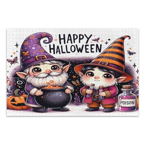 Halloween-Zwergen-Puzzle, 500 Teile, lustiges und farbenfrohes Kunstwerk, Familienpuzzle, fertige Größe 50,5 x 37,8 cm von CHIFIGNO