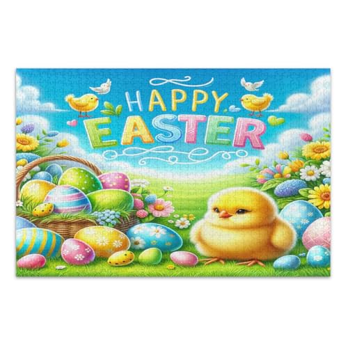 Happy Easter 500-teiliges Puzzle, weißer Elefant, Geschenkideen, lustige Puzzles, fertige Größe 20,5 x 14,9 Zoll von CHIFIGNO