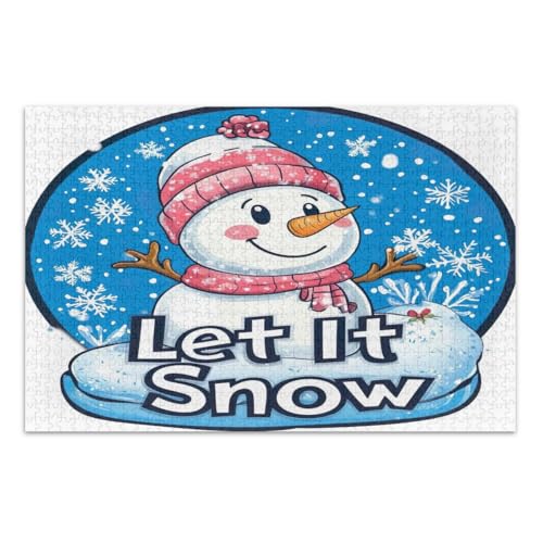 Let It Snow Niedlicher Schneemann 500 Teile Puzzles für Erwachsene Herausfordernde Familienaktivität Lustiges Puzzle, Fertige Größe 20,5 x 14,9 Zoll von CHIFIGNO