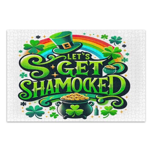 Let's Get Shamrocked 500-teiliges Puzzle, Familienpuzzle, lustiges und farbenfrohes Kunstwerk, fertige Größe 50,5 x 37,8 cm von CHIFIGNO