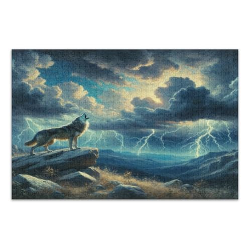 Lightning Wolf Puzzle für Erwachsene 500 Teile Lustige Puzzle Unterhaltung Spielzeug Geburtstagsgeschenk Fertige Größe 20,5 x 14,9 Zoll von CHIFIGNO