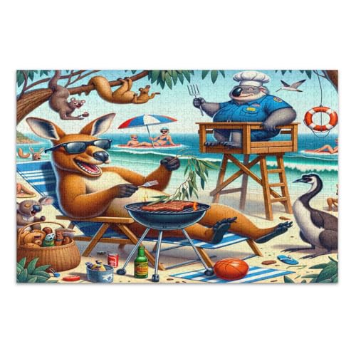 Lustige australische Tiere Puzzle 1000 Teile Weißer Elefant Geschenkideen Coole Puzzles, Fertige Größe 29,5 x 19,7 Zoll von CHIFIGNO