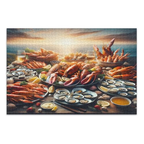 Meeresfrüchte Feast Puzzle 500 Teile Erwachsene, Lustige Puzzles Pädagogisches Intellektuelles Puzzle, Fertige Größe 20,5 x 14,9 Zoll von CHIFIGNO