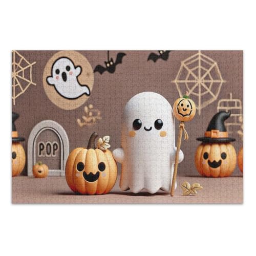 Niedliche Halloween Kürbisse Puzzle 500 Teile Erwachsene, Schwierige Puzzles Herausfordernde Familienaktivität, Fertige Größe 20,5 x 14,9 Zoll von CHIFIGNO