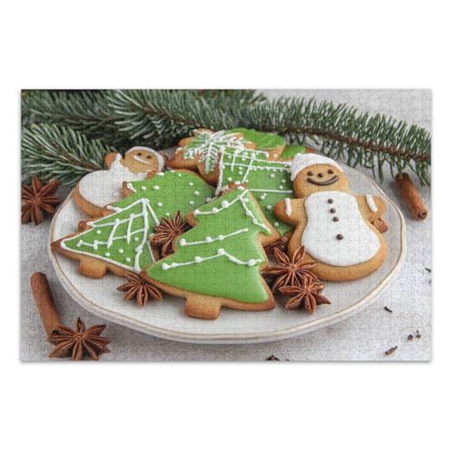 Niedliche Lebkuchenplätzchen Puzzles 500 Teile, Familienpuzzles Herausforderndes Puzzle für Spieleabende, fertige Größe 20,5 x 14,9 Zoll von CHIFIGNO