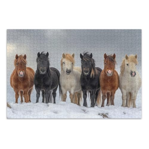 Niedliche Winterpferde Puzzles 1000 Teile für Erwachsene, schwierige Puzzles herausfordernde Familienaktivität, fertige Größe 29,5 x 19,7 Zoll Niedliche Winterpferde Puzzles 1000 Teile für Erwachsene, schwierige Puzzles herausfordernde Familienaktivität, fertige Größe 29,5 x 19,7 Zoll von CHIFIGNO