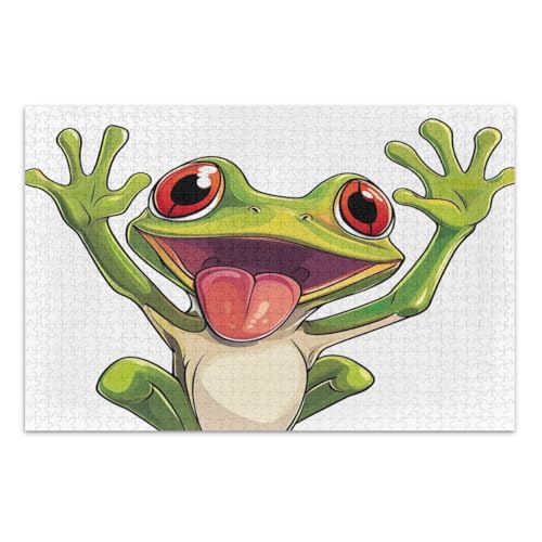 Niedliche lustige Frosch-Puzzles 500 Teile für Erwachsene, weißer Elefant, Geschenkideen, einzigartige Puzzles, fertige Größe 20,5 x 14,9 Zoll von CHIFIGNO