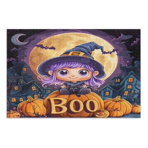 Niedlicher Cartoon-Halloween-Zwerg 500 Teile Puzzles für Erwachsene, cooles Puzzle-Spaßspiel für Männer Frauen, fertige Größe 20,5 x 14,9 Zoll von CHIFIGNO