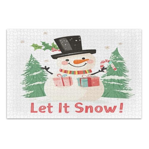 Niedlicher Schneemann Let It Snow 500 Teile Puzzles, lustige Puzzles pädagogisches intellektuelles Puzzle, fertige Größe 50,5 x 37,9 cm von CHIFIGNO