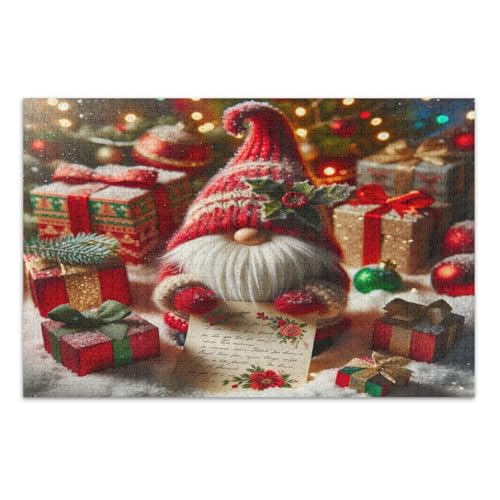 Niedlicher Weihnachtswichtel, 500-teiliges Puzzle für Erwachsene, lustige und farbenfrohe Kunstwerke, lustige Puzzles, fertige Größe 50,5 x 37,8 cm von CHIFIGNO