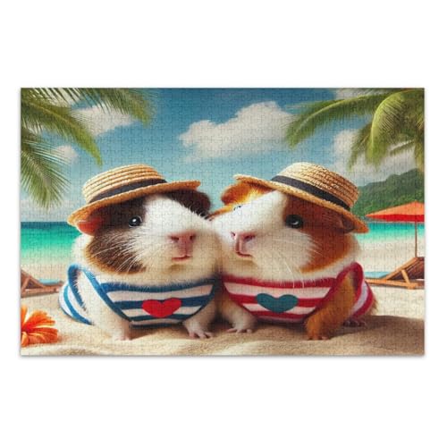 Niedliches Meerschweinchen 1000 Teile Puzzle für Erwachsene Unterhaltung Spielzeug Geburtstagsgeschenk Einzigartige Puzzles, Fertige Größe 29,5 x 19,7 Zoll von CHIFIGNO