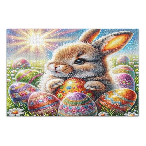 Osterhase mit Eiern Puzzle für Erwachsene 1000 Teile Lustiges Puzzle Unterhaltung Spielzeug Geburtstagsgeschenk Fertige Größe 29,5 x 19,7 Zoll von CHIFIGNO