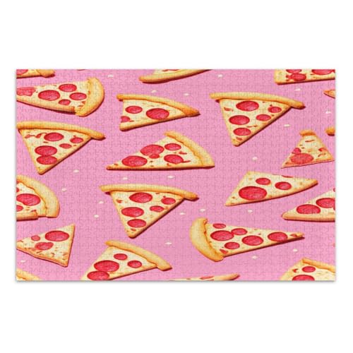 Pink Pizza Puzzle für Erwachsene, lustiges und farbenfrohes Kunstwerk, 500 Teile, fertige Größe 50,5 x 37,8 cm von CHIFIGNO