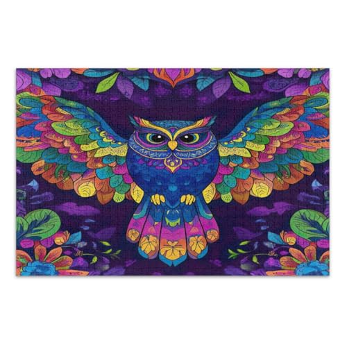 Puzzle mit 1000 Teilen, buntes Mandala, Eulenfedern, schwierige Puzzles, pädagogisches intellektuelles Puzzle, fertige Größe 75 x 50 cm Puzzle mit 1000 Teilen, buntes Mandala, Eulenfedern, schwierige Puzzles, pädagogisches intellektuelles Puzzle, fertige Größe 75 x 50 cm von CHIFIGNO