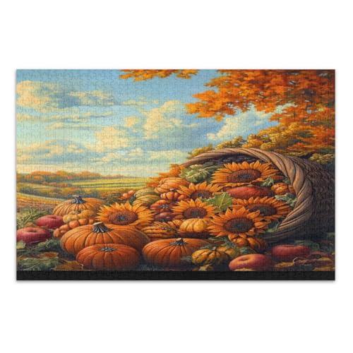 Puzzles 500 Teile, Herbsternte-Szene Kürbisse Lustige Puzzles Spaß Spiel für Männer Frauen, Fertige Größe 20,5 x 14,9 Zoll von CHIFIGNO