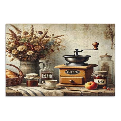 Puzzles 500 Teile, Vintage Coffee Tan Family Puzzle Wunderbare Puzzle Geschenke für Frauen Männer, Fertige Größe 20,5 x 14,9 Zoll von CHIFIGNO