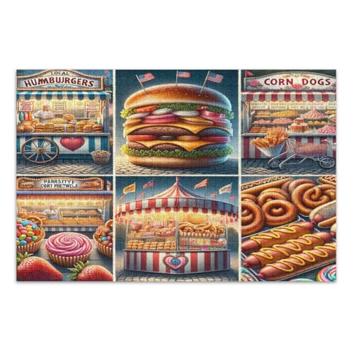 Puzzles 500 Teile für Erwachsene, lustige Lebensmittel-Collage Familienpuzzles tolle Geschenkidee für Feiertage, fertige Größe 20,5 x 14,9 Zoll von CHIFIGNO