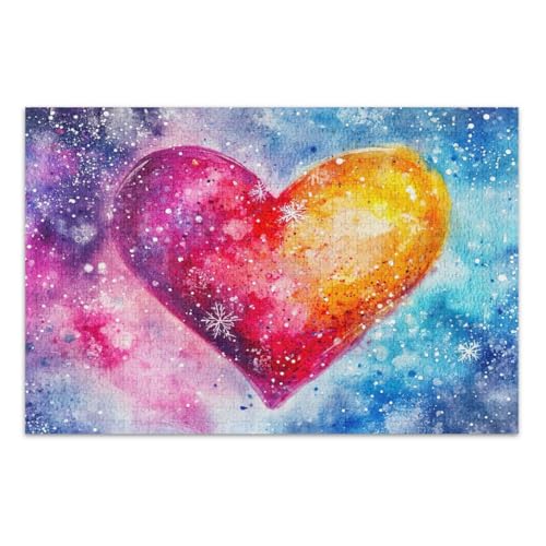 Rainbow Hearts Galaxy Puzzle 500 Teile Erwachsene, Lustiges Puzzle Pädagogisches Intellektuelles Puzzle, Fertige Größe 20,5 x 14,9 Zoll von CHIFIGNO