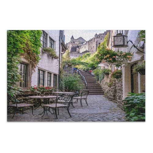 Romantische Straßenszene Puzzles 500 Teile Lustiges Spiel für Männer Frauen Lustiges Puzzle, Fertige Größe 20,5 x 14,9 Zoll von CHIFIGNO