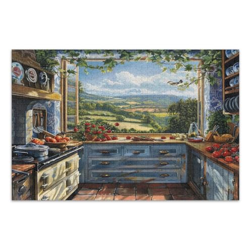 Schöne alte Küche Puzzle für Erwachsene 500 Teile Einzigartige Puzzles Tolle Geschenkidee für Feiertage, Fertige Größe 20,5 x 14,9 Zoll von CHIFIGNO