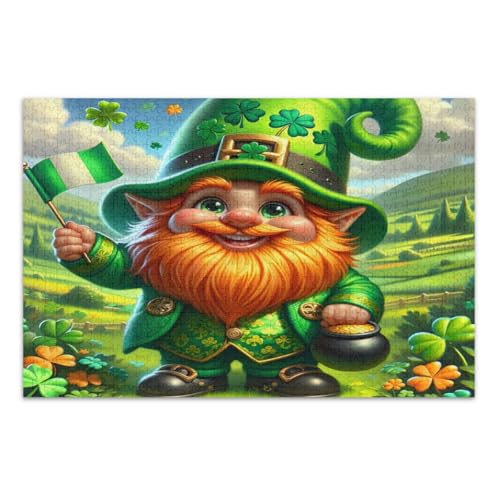 St. Patrick's Day Grüner Zwerg Puzzle für Erwachsene 500 Teile Lustiges Puzzle Abschluss oder Geburtstagsgeschenk, Fertige Größe 20,5 x 14,9 Zoll von CHIFIGNO