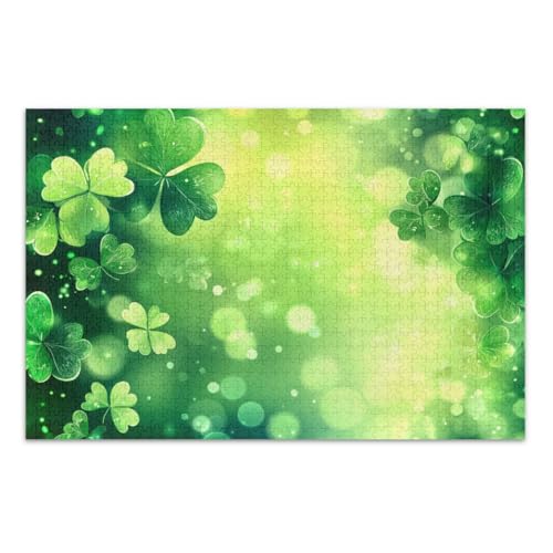 St. Patrick's Day Kleeblatt-Puzzle, 500 Teile, lustiges und farbenfrohes Kunstwerk, Heimdekoration, Familienpuzzle, fertige Größe 50,5 x 37,8 cm von CHIFIGNO